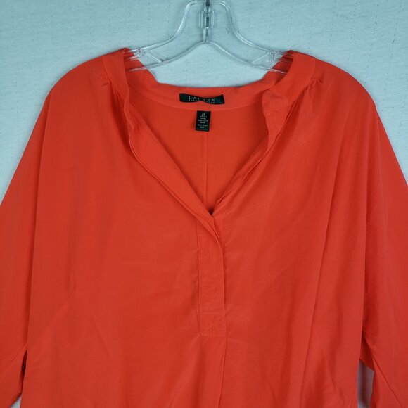 Ralph Lauren 100% Silk Top Oversized Boxy Fit Orange Red 2X Minimalist Lagenlook - Picture 3 of 10